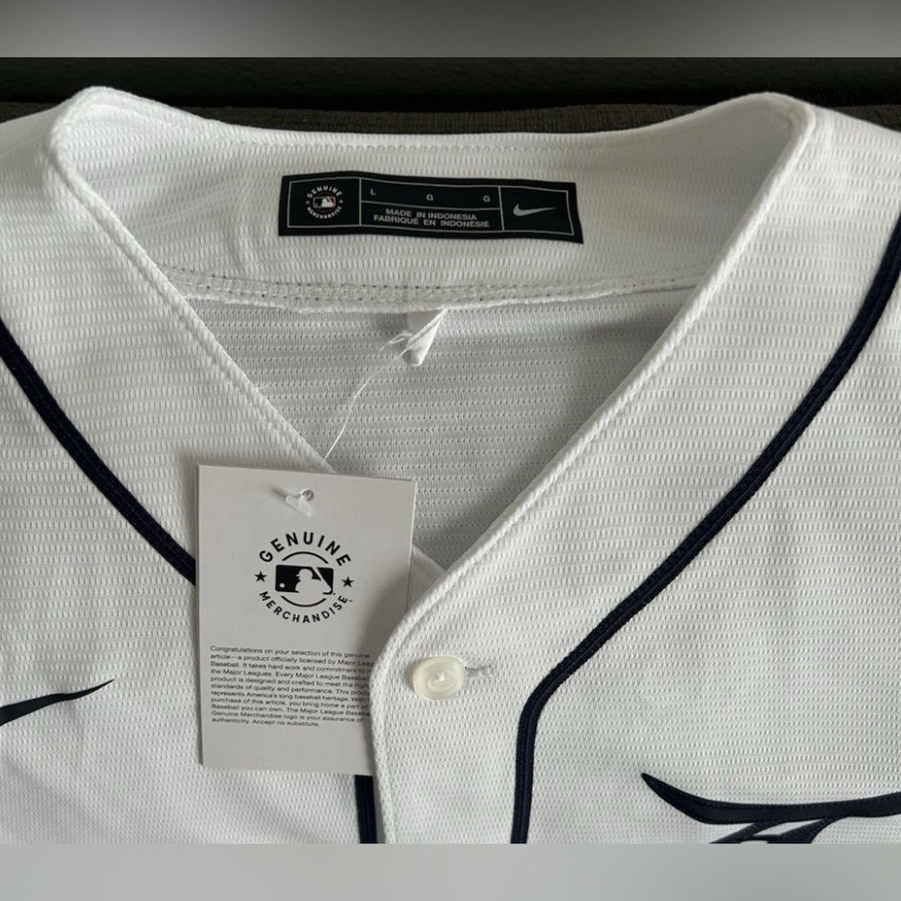 Nike Authentic Detroit Tigers Javier Baez #28 MLB White Jersey Men’s Size: L - Picture 5 of 6